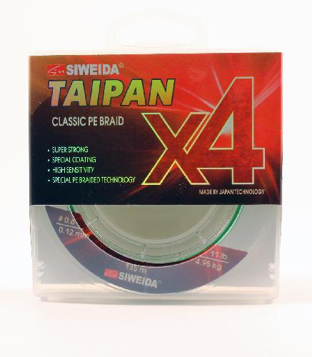 Шнур плетеный  "TAIPAN CLASSIC PE BRAID X4" 0,12мм  135м (#0.6, 11lb, 4,95кг, light-green)